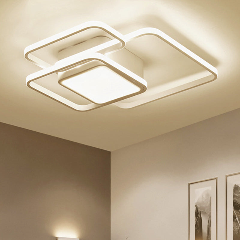 Modern LED Acrylic Ceiling Light - Square and Block Design - 18"/21.5"/25.5" Wide - Flush Mount - Warm/White/Natural Light