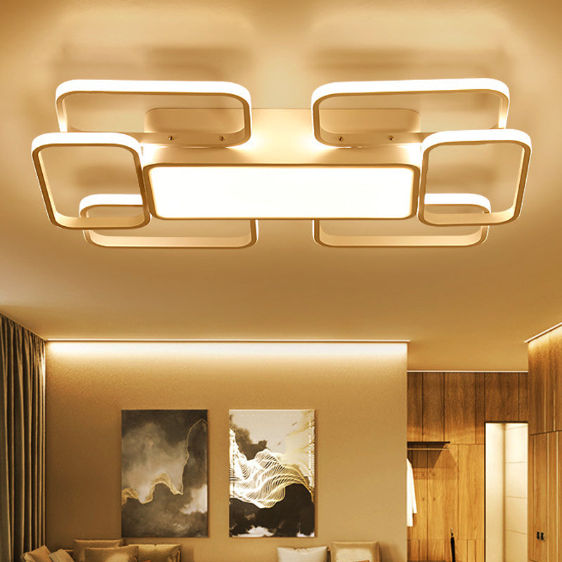 Modern LED Acrylic Ceiling Light - Square and Block Design - 18"/21.5"/25.5" Wide - Flush Mount - Warm/White/Natural Light
