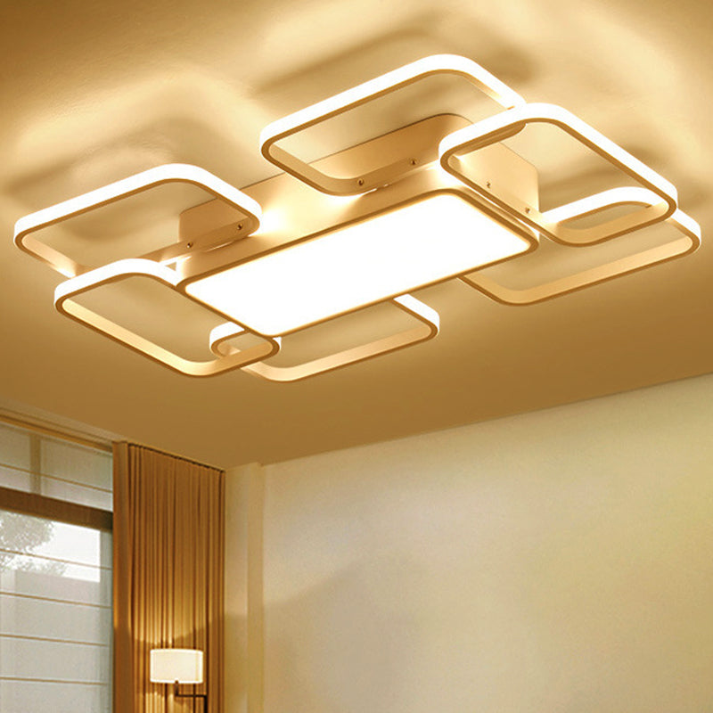 Modern LED Acrylic Ceiling Light - Square and Block Design - 18"/21.5"/25.5" Wide - Flush Mount - Warm/White/Natural Light