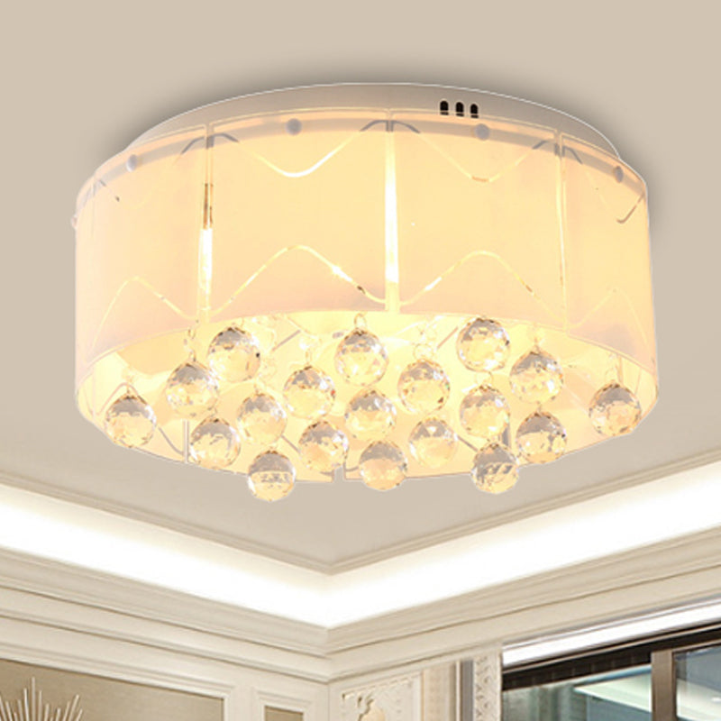 Modernist Crystal Flush Mount Lighting with Multi Lights - 18"/19.5" Wide, White LED Fixture