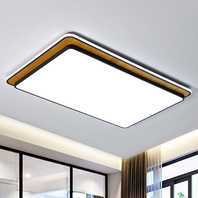 Minimal LED Metal Flush Mount Ceiling Lamp in Black/White - White/Warm Light