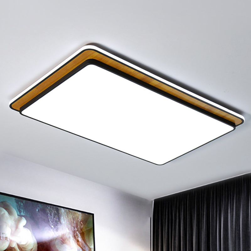 Minimal LED Metal Flush Mount Ceiling Lamp in Black/White - White/Warm Light