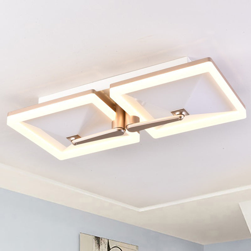 Minimalist Metal LED Ceiling Light Fixture with Splicing Square Design - 2/4/6 Heads, Third Gear White Lamp