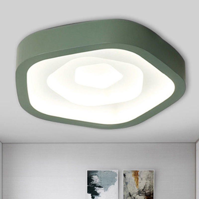 Nordic Flush Ceiling Lamp - Pink/Blue/Green Acrylic LED, 20.5" Wide, Pentagon Shape