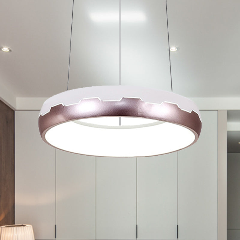 Modern Rose Gold LED Ring Suspended Light Kit in White/Warm, 18"/21.5" Wide