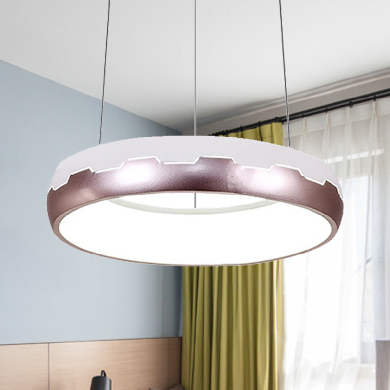 Modern Rose Gold LED Ring Suspended Light Kit in White/Warm, 18"/21.5" Wide