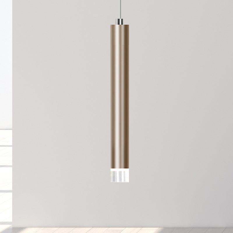 Modern Slim Metal Pendant Light in Black/Gold with Warm/White LED - 12"/19.5"/23.5" Height