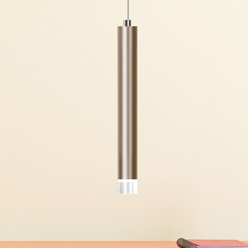 Modern Slim Metal Pendant Light in Black/Gold with Warm/White LED - 12"/19.5"/23.5" Height
