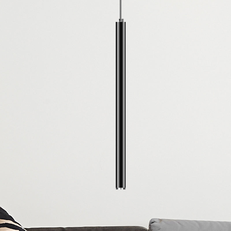 Modern Slim Metal Pendant Light in Black/Gold with Warm/White LED - 12"/19.5"/23.5" Height