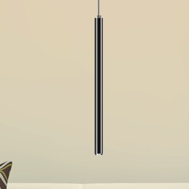 Modern Slim Metal Pendant Light in Black/Gold with Warm/White LED - 12"/19.5"/23.5" Height