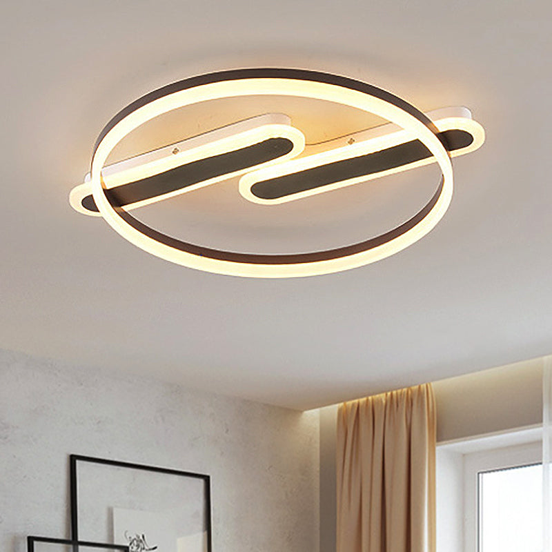 Contemporary Brown Metal Sphere Flush Mount Ceiling Light Fixture with LED in White/Warm Light