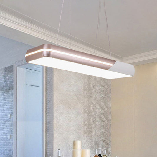 Rose Gold Rectangular Metal Pendant Light with Simple Style - LED Hanging Ceiling Light for Dining Room