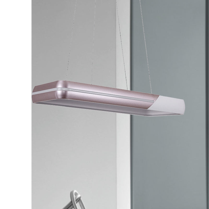 Rose Gold Rectangular Metal Pendant Light with Simple Style - LED Hanging Ceiling Light for Dining Room