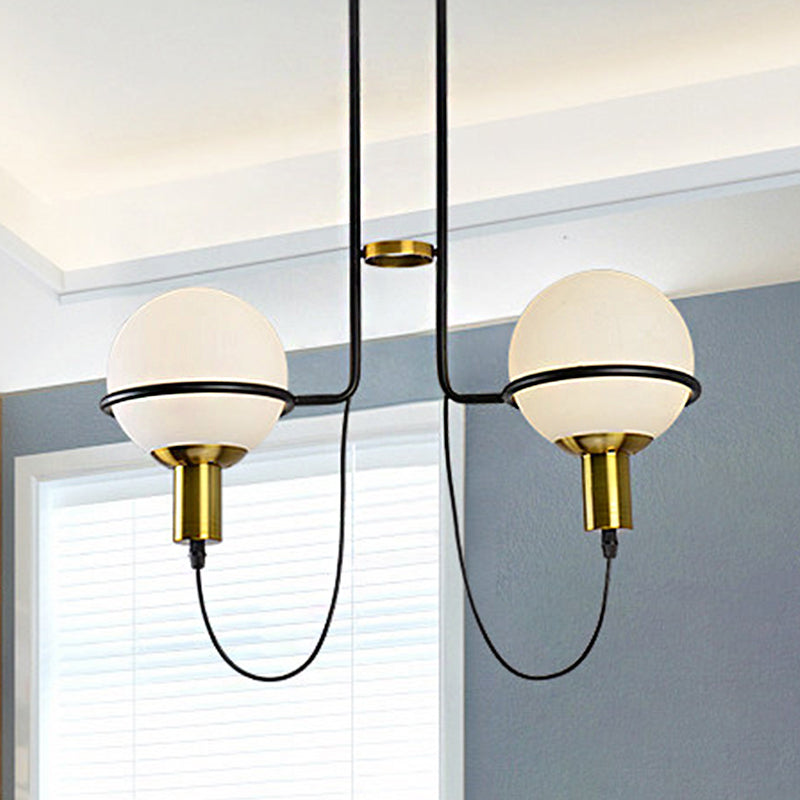 Lustre suspendu contemporain doré à 2/4 lumières avec abat-jour en verre transparent