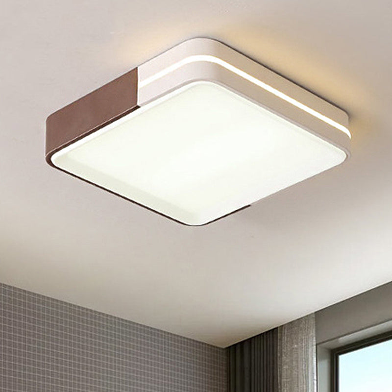 Modern White LED Flush Mount Ceiling Light for Living Room – Square/Rectangular Acrylic Shade, 19"/38" Wide