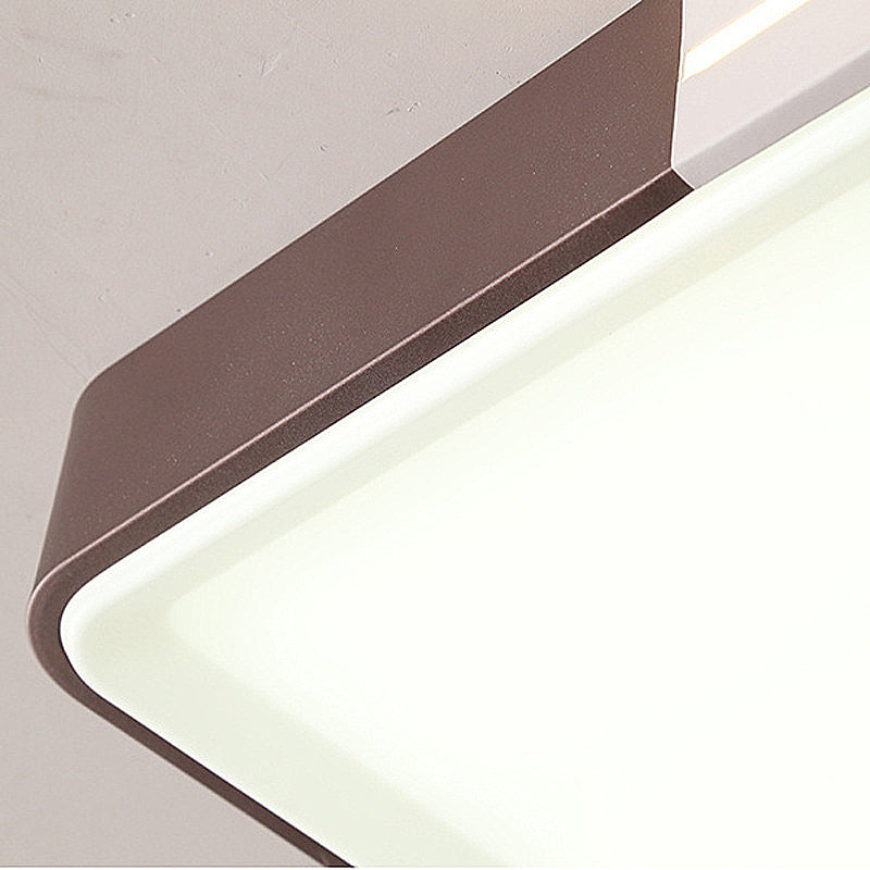 Modern White LED Flush Mount Ceiling Light for Living Room – Square/Rectangular Acrylic Shade, 19"/38" Wide