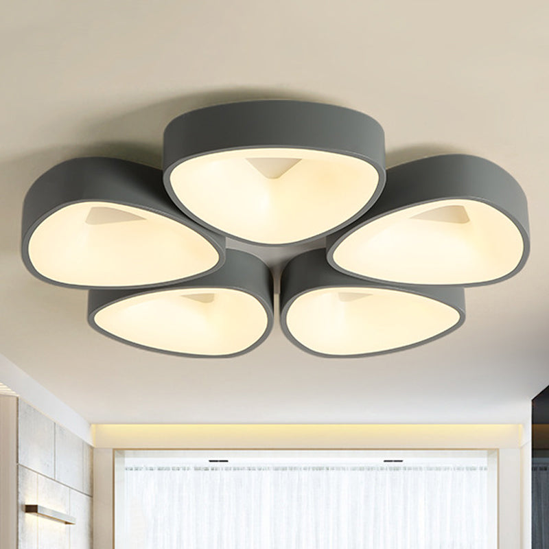 Coconut Shell Flush Light Fixture - Grey Nordic Ceiling Lamp (3/5 Lights) In White/Warm/Natural 5 /