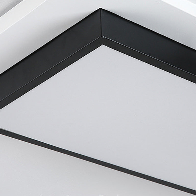Modernist LED Flush Mount Lamp, Black & White, 21.5"/35.5" Wide Metal Ceiling Fixture for Living Room, White/Warm Light
