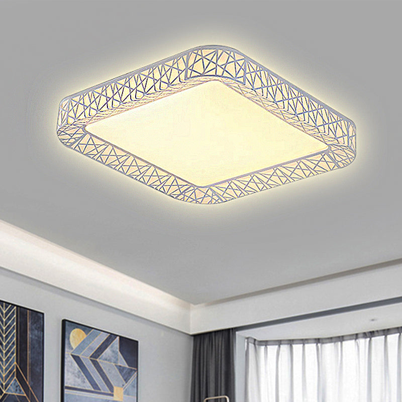Modernist LED Acrylic Flush Mount Lamp - Square/Rectangular White Ceiling Light with Frosted Diffuser, 19.5"/25"/35.5" Wide