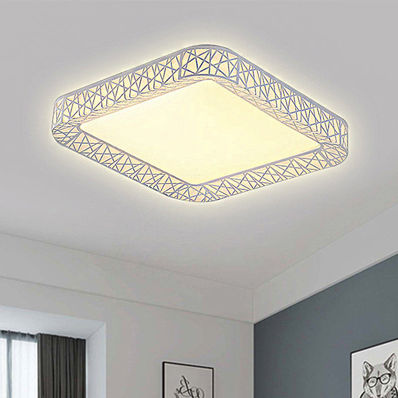 Modernist LED Acrylic Flush Mount Lamp - Square/Rectangular White Ceiling Light with Frosted Diffuser, 19.5"/25"/35.5" Wide