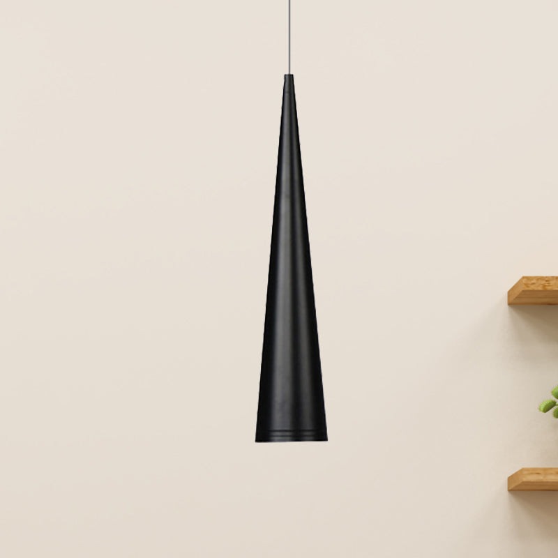 Suspension LED conique moderne blanche/noire pour salle à manger - Luminaire en métal blanc/chaud