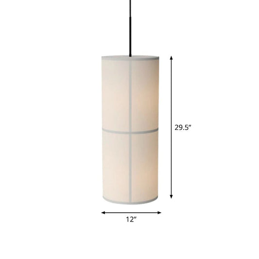Minimalist White Suspended Fabric Pendant Lamp For Dining Room