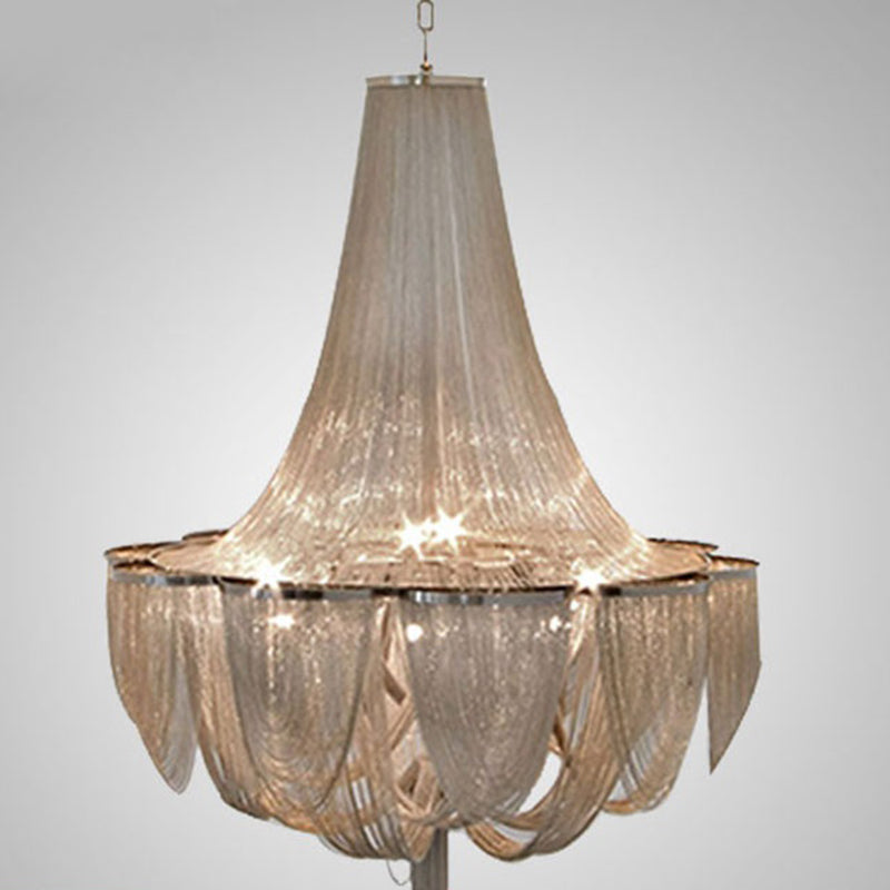 Lustre Empire moderne - Lampe à suspension à chaîne en aluminium pour plafond de salle à manger