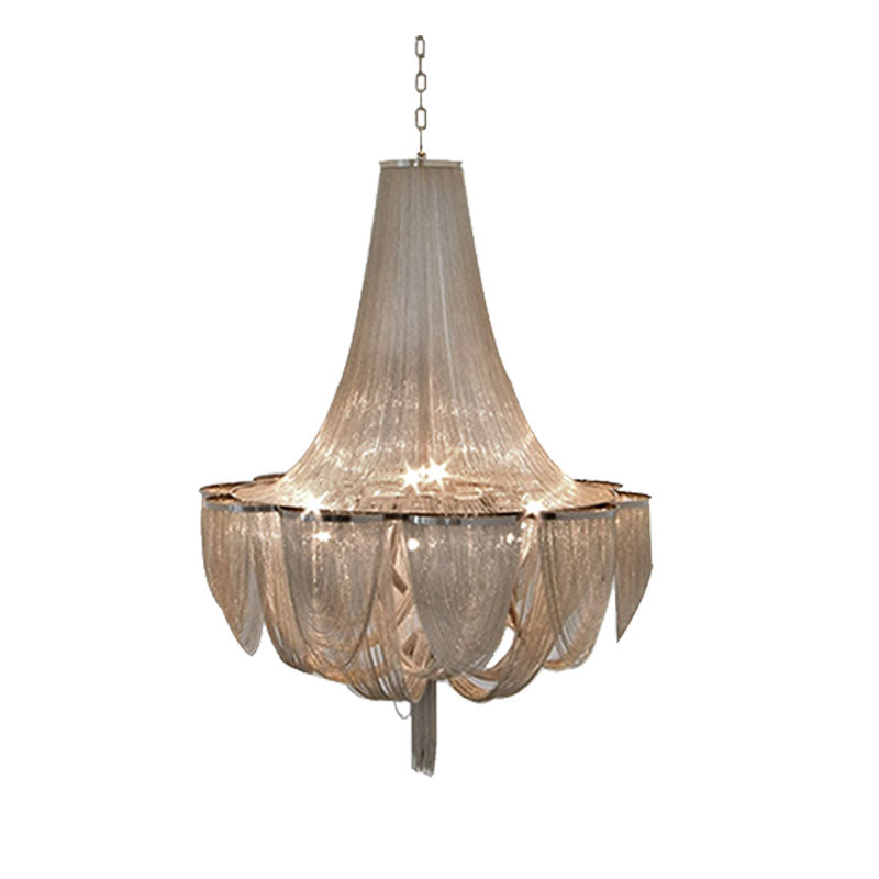 Lustre Empire moderne - Lampe à suspension à chaîne en aluminium pour plafond de salle à manger