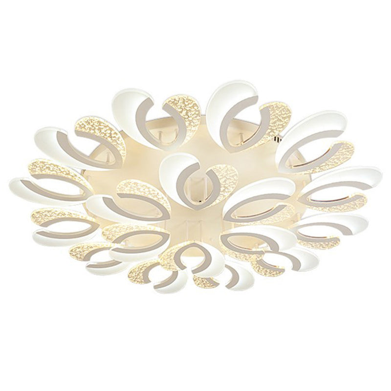 Plafonnier LED minimaliste en acrylique blanc à motif floral pour plafond de salon 