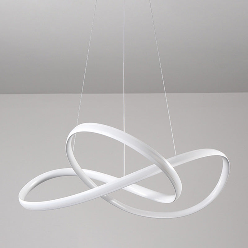 Modern Metal Led Chandelier With Seamless Curve Design For Dining Room Pendant Lighting White / 19.5