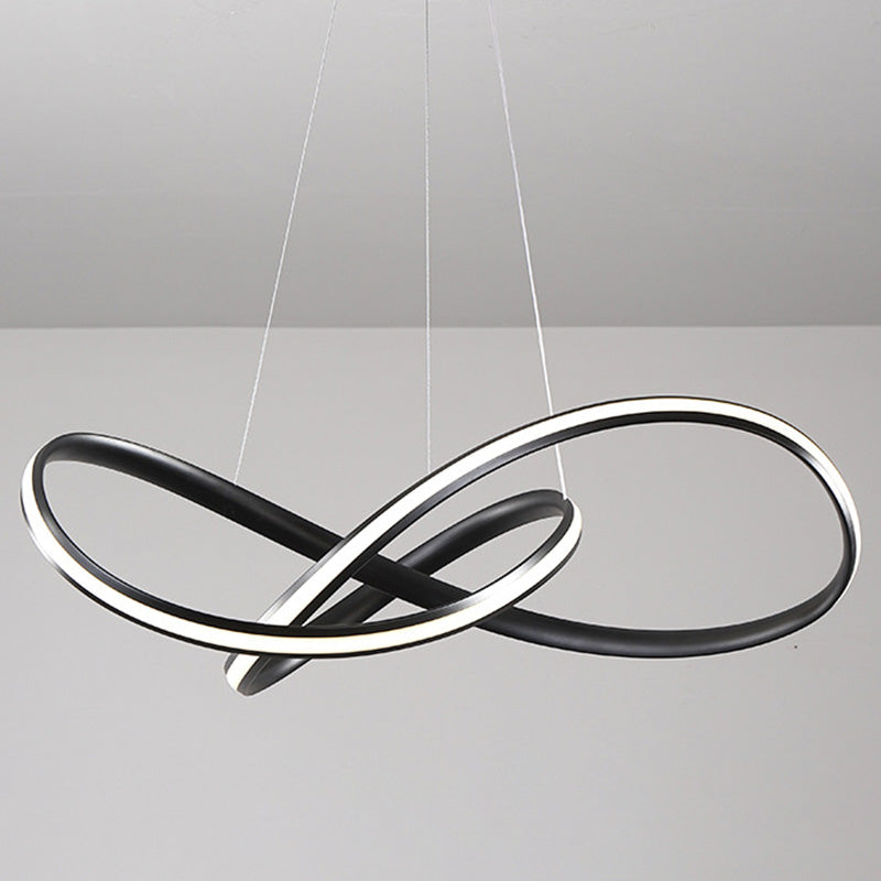 Lustre LED moderne en métal pour salle à manger - Suspension à courbes harmonieuses