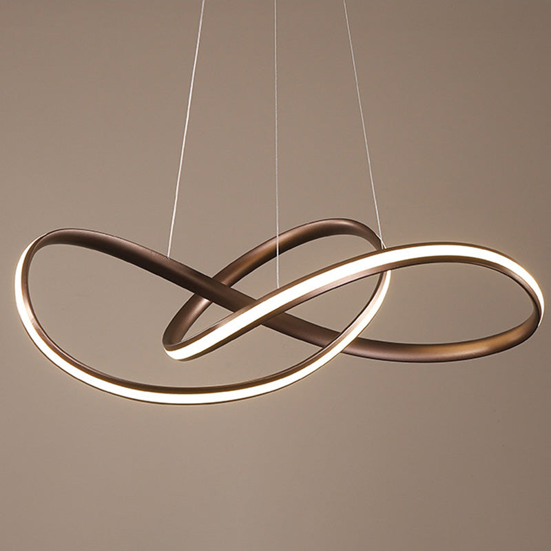 Lustre LED moderne en métal pour salle à manger - Suspension à courbes harmonieuses