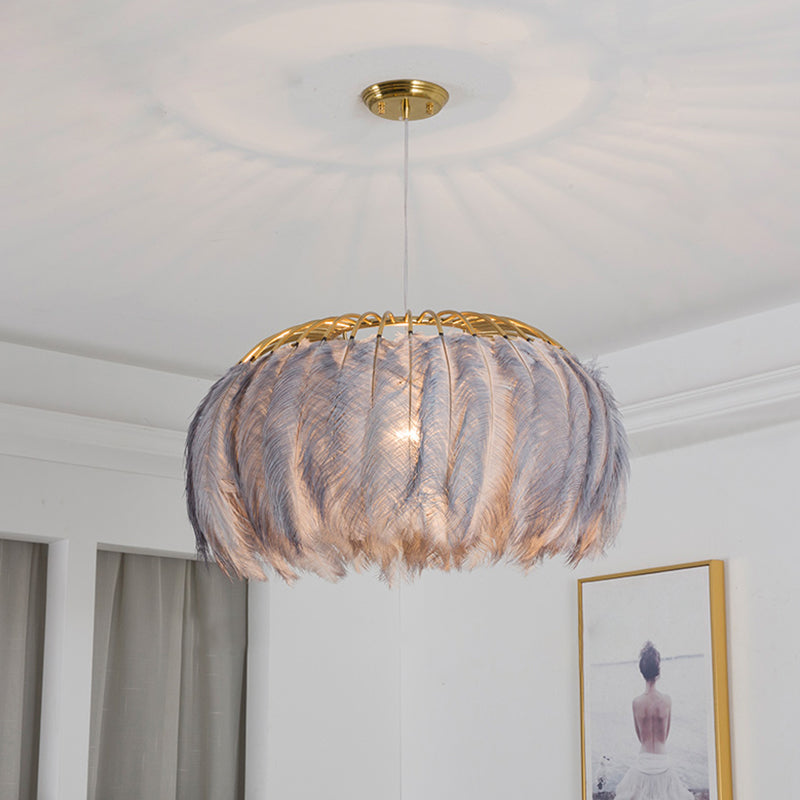 Nordic Feather Dining Room Pendant Light Fixture Grey / 19.5 Regular