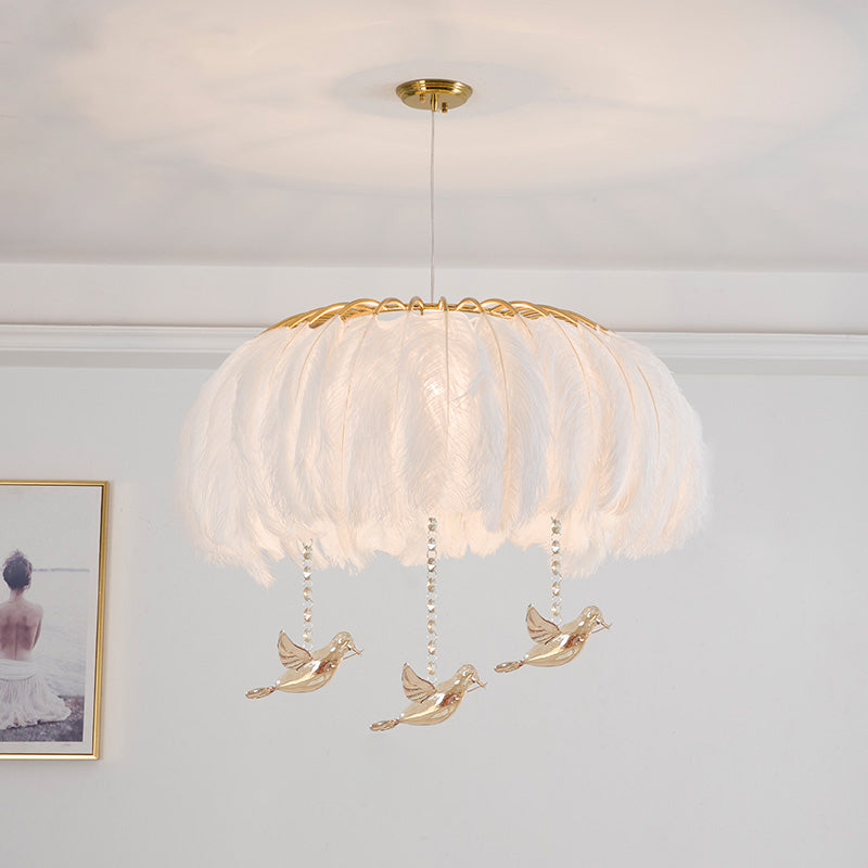 Nordic Feather Dining Room Pendant Light Fixture White / 19.5 Bird