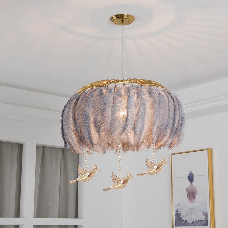 Nordic Feather Dining Room Pendant Light Fixture Grey / 19.5 Bird