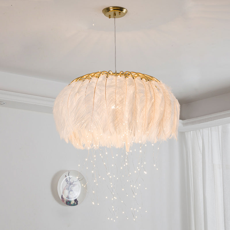 Nordic Feather Dining Room Pendant Light Fixture White / 19.5 Gypsophila
