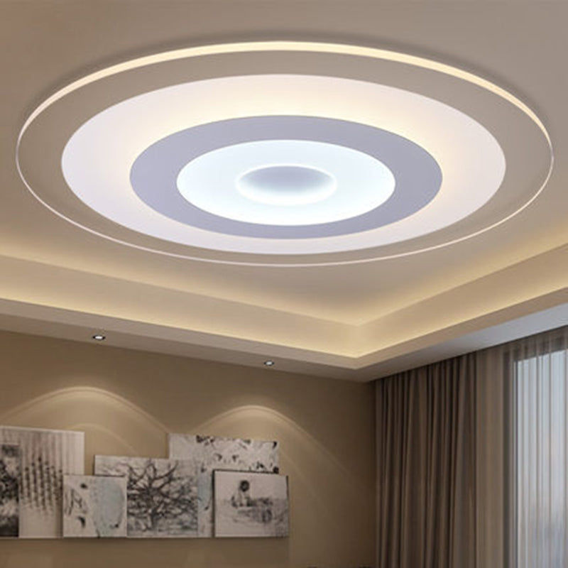 White LED Acrylic Ceiling Mounted Light - Flush Disk Shape, Simple Style for Bedroom