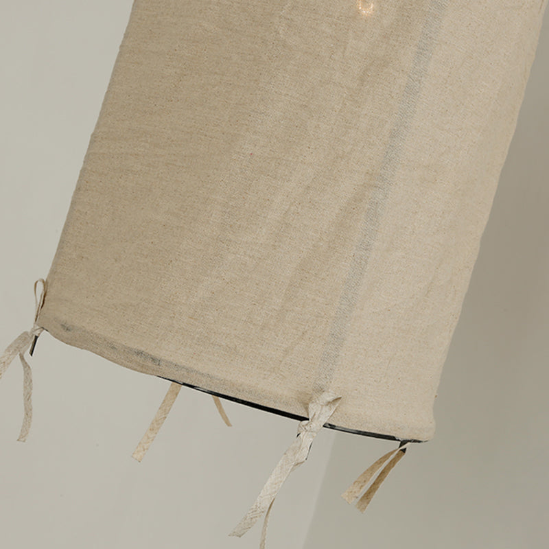 Japanese Style Pendant Light with Beige Fabric, Ideal for Restaurants - 1-Bulb Hanging Lamp