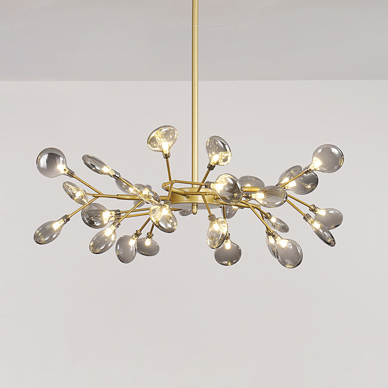 Firefly Chandelier: Modern Glass Ceiling Lamp For Living Room 30 / Gold Smoke Grey
