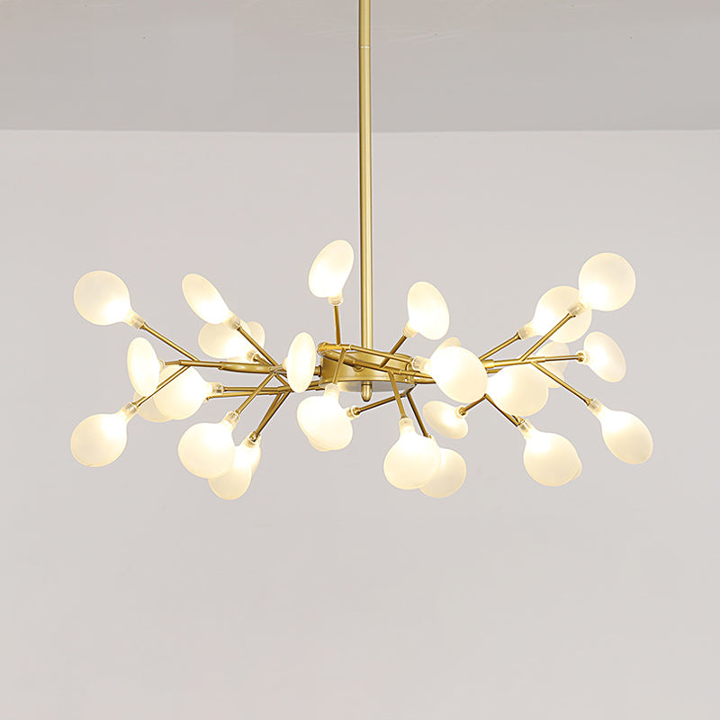 Firefly Chandelier: Modern Glass Ceiling Lamp For Living Room 30 / Gold Milk White