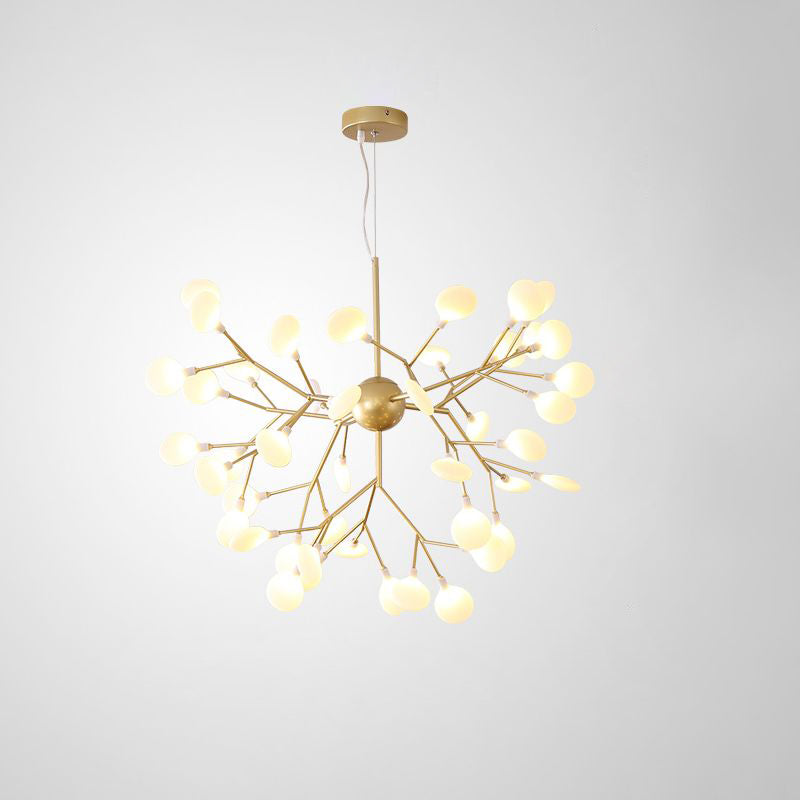 Designer Gold Acrylic Leaf Hanging Chandelier Pendant Ceiling Light For Bedroom