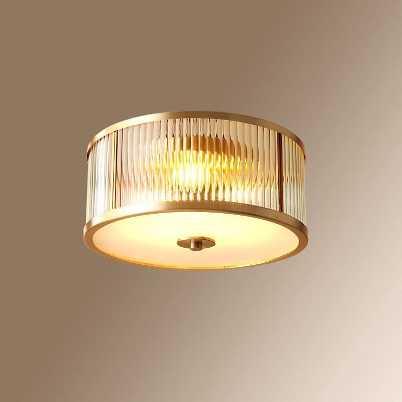 Plafonnier encastré à 4 lumières de style colonial avec finition dorée et forme de bol en verre dépoli