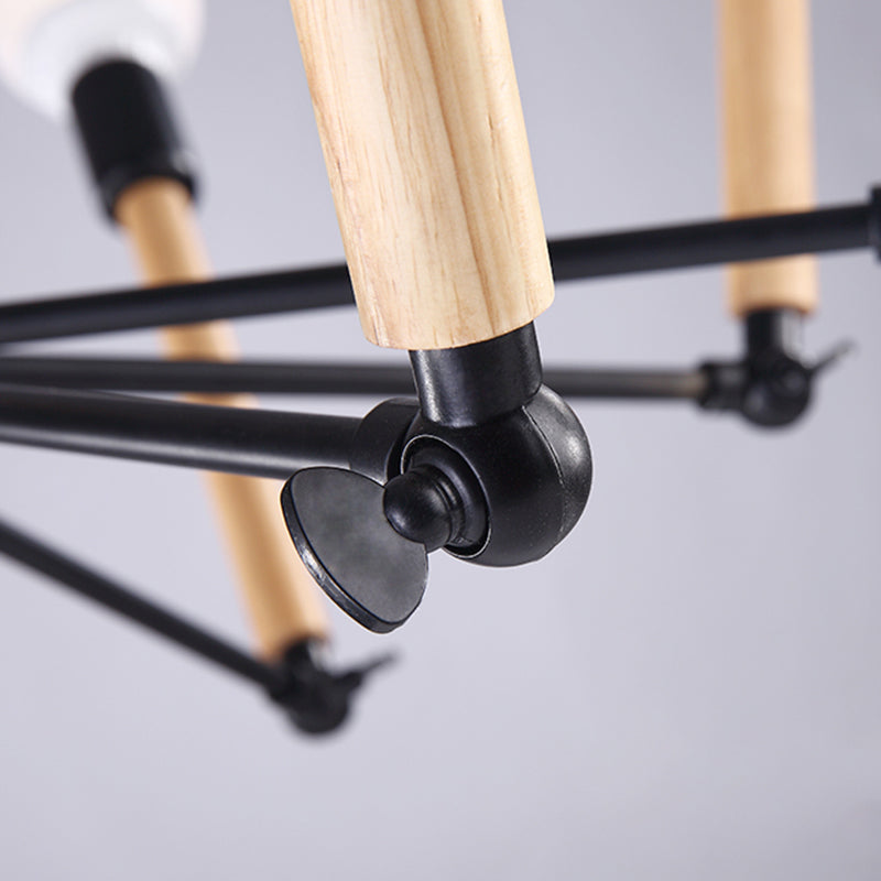 Lustre moderne en forme d'araignée avec des accents noirs et en bois pour les salons de style loft