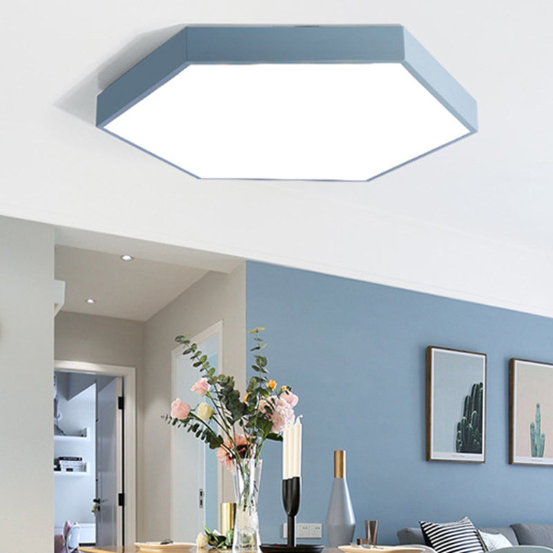 Minimalist Hexagonal Metal LED Flush Ceiling Light for Living Room
