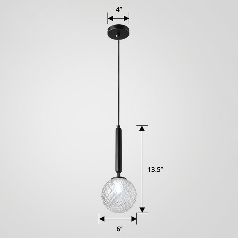 Simple Clear Glass Ball Pendant Lamp - 1-Light Suspension Lighting for Bedroom