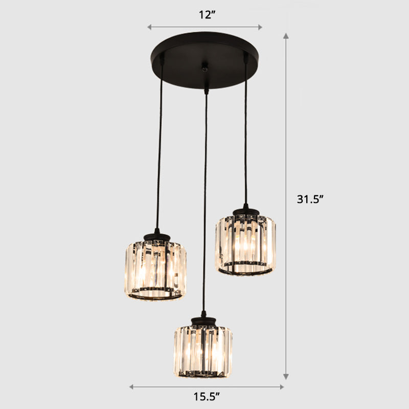 Contemporary Prismatic Crystal Cluster Pendant Light for Stairs