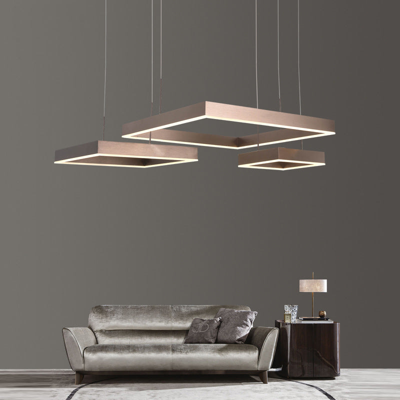Modern Square Acrylic LED Chandelier - Coffee Finish Pendant Ceiling Light