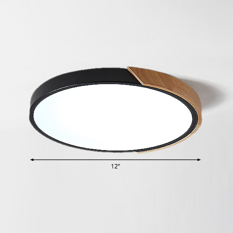 Round LED Macaron Ceiling Light with Acrylic Shade and Wood Accents