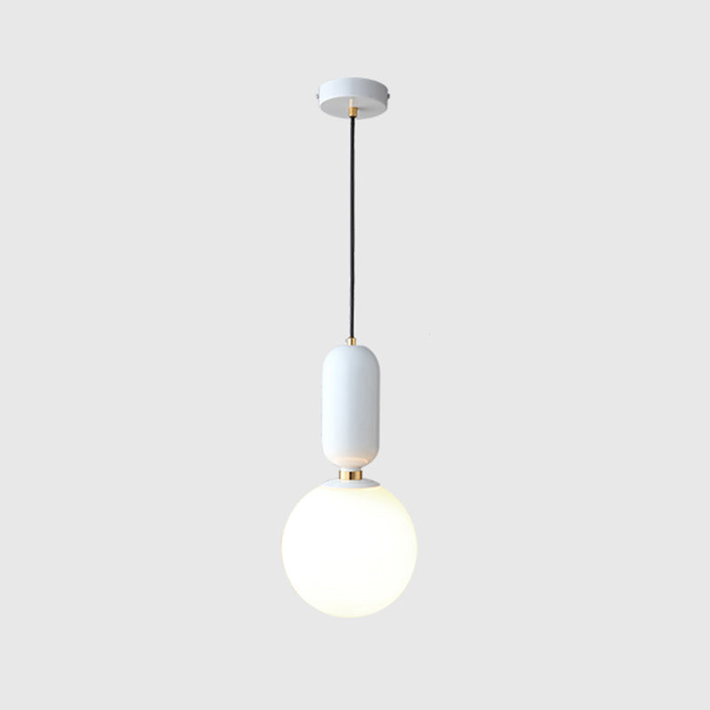 Milky Glass Ball Pendant Lamp - Simplicity 1-Bulb Lighting Fixture For Living Room White / 8