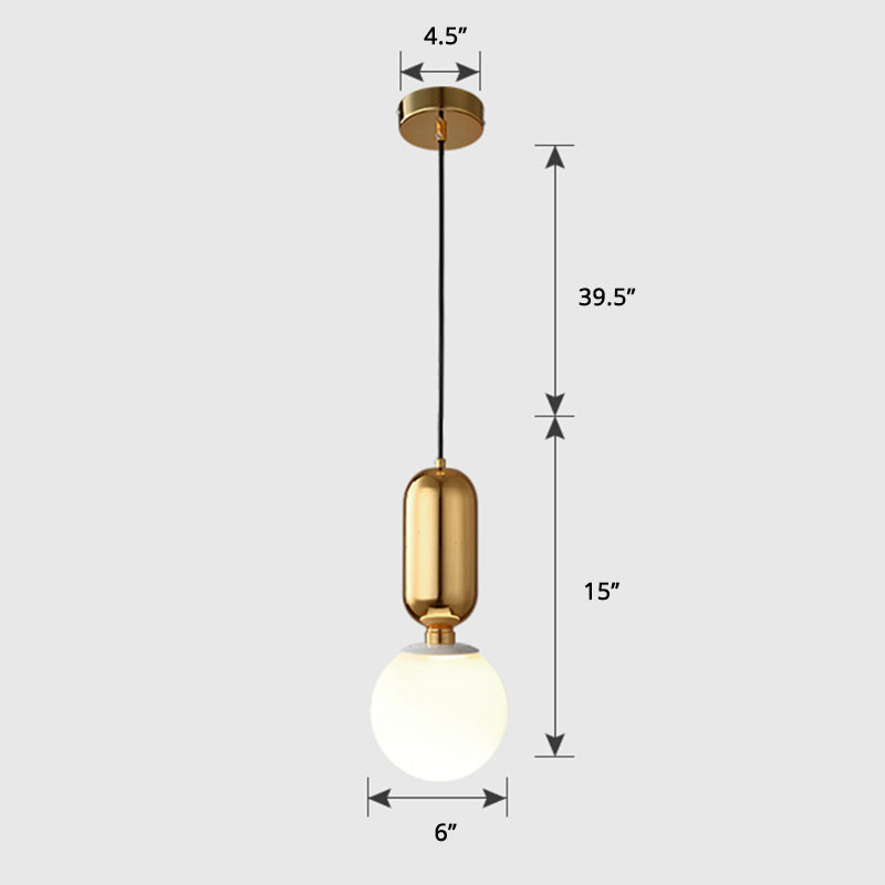 Milky Glass Ball Pendant Lamp - Simplicity 1-Bulb Fixture for Living Room Lighting